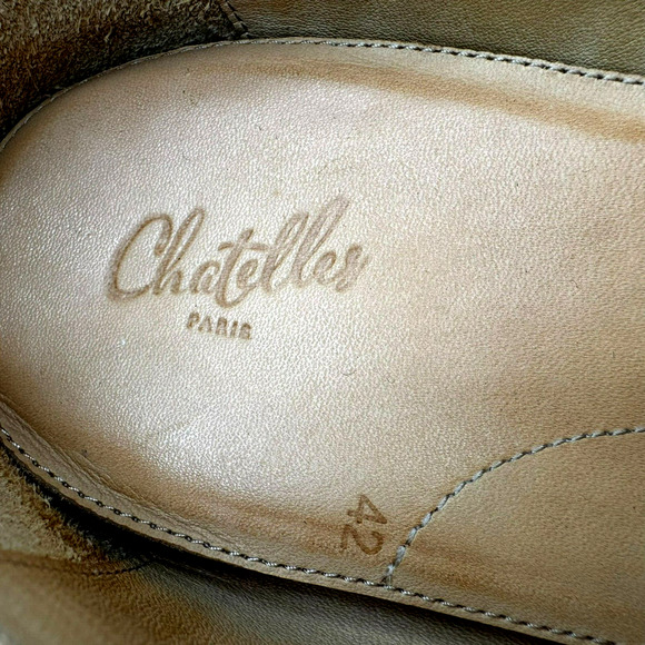 CHATELLES PARIS Womens 10 Tan Brown Isidore Camel Suede Slip On Flat Shoes Puff - Picture 5 of 7
